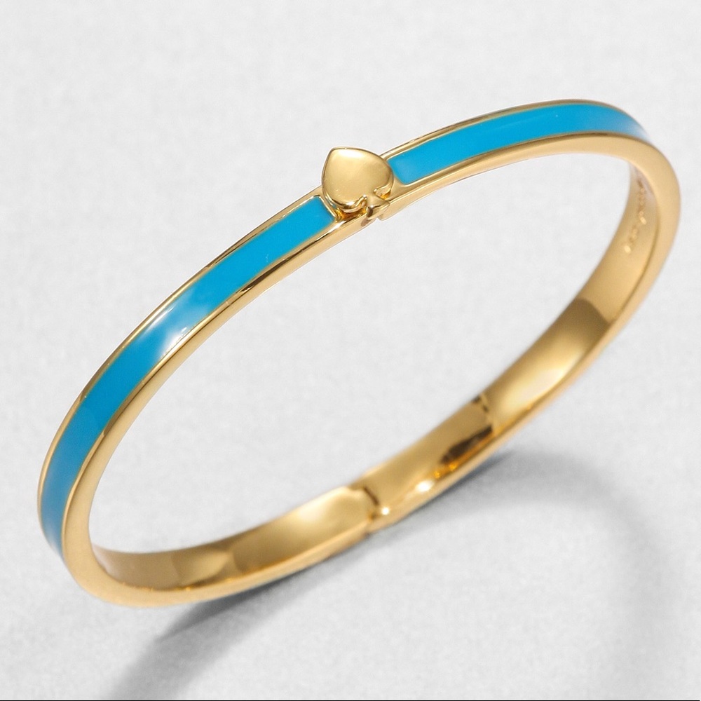 Kate Spade thin hinge spade bangle bright blue - Picture 1 of 8